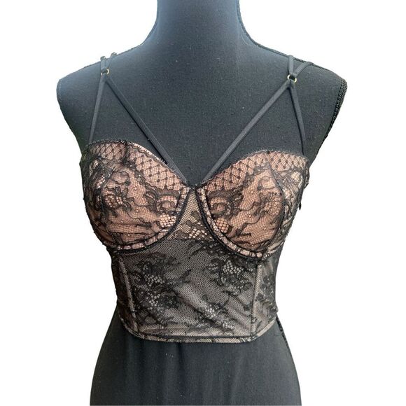 Victoria Secrets Underwire Lined black Lace Balconette Bustier Bra 34B - Picture 1 of 6